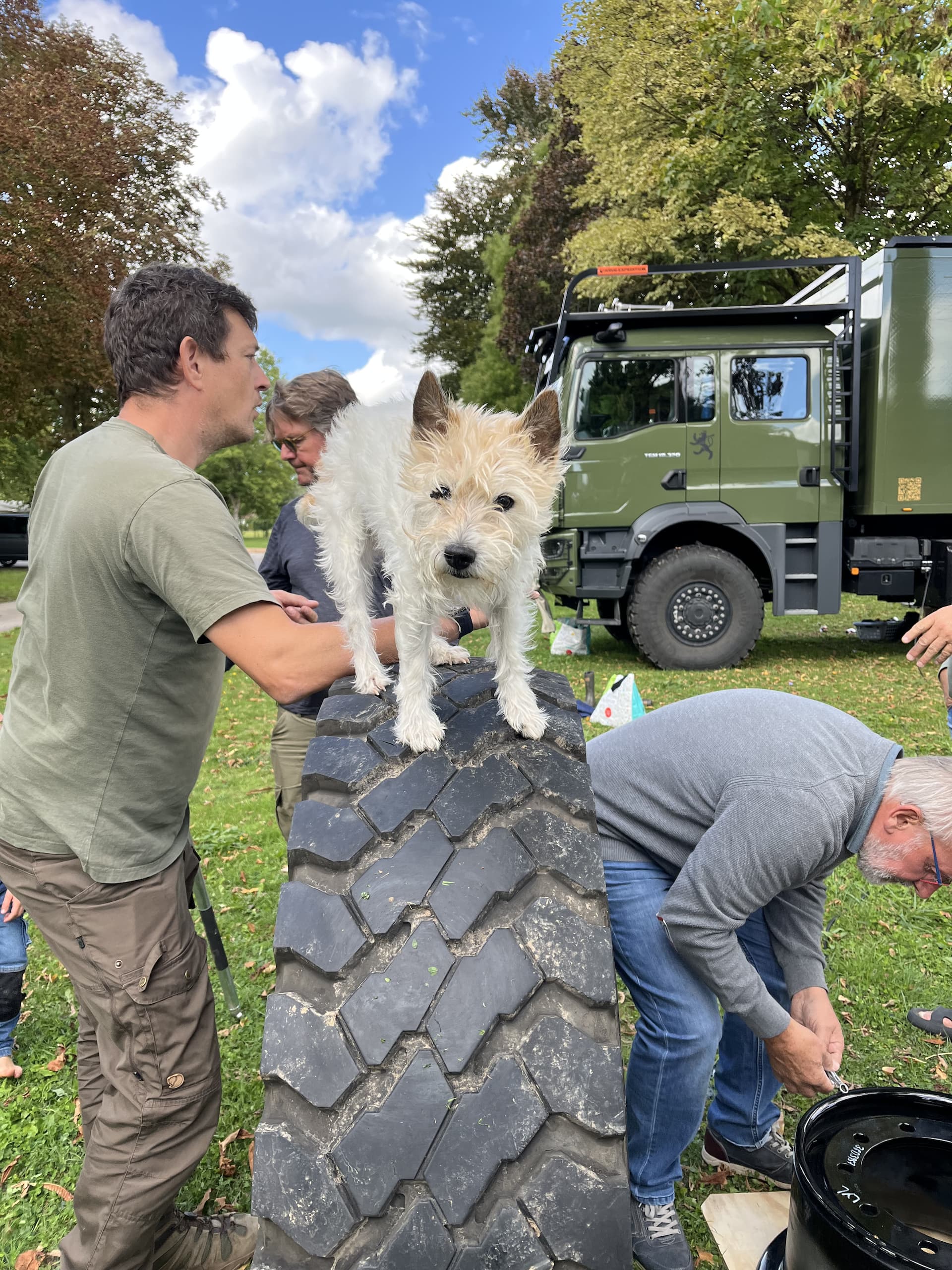 Lou hilft beim Radwechsel